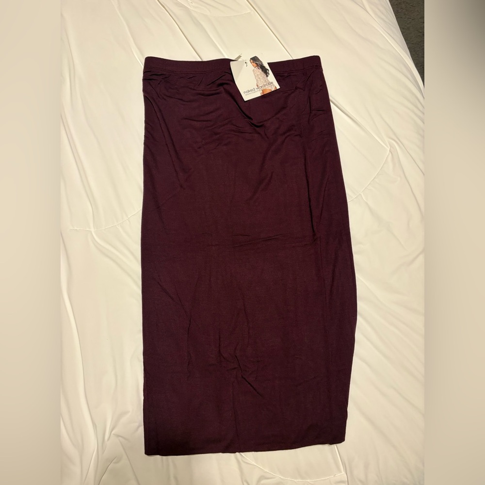 naked wardrobe Burgundy Pencil Midi Skirt